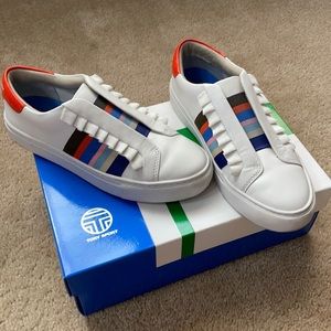 TORY BURCH Slip On Ruffle Leather Sneaker (Sz 6.5)